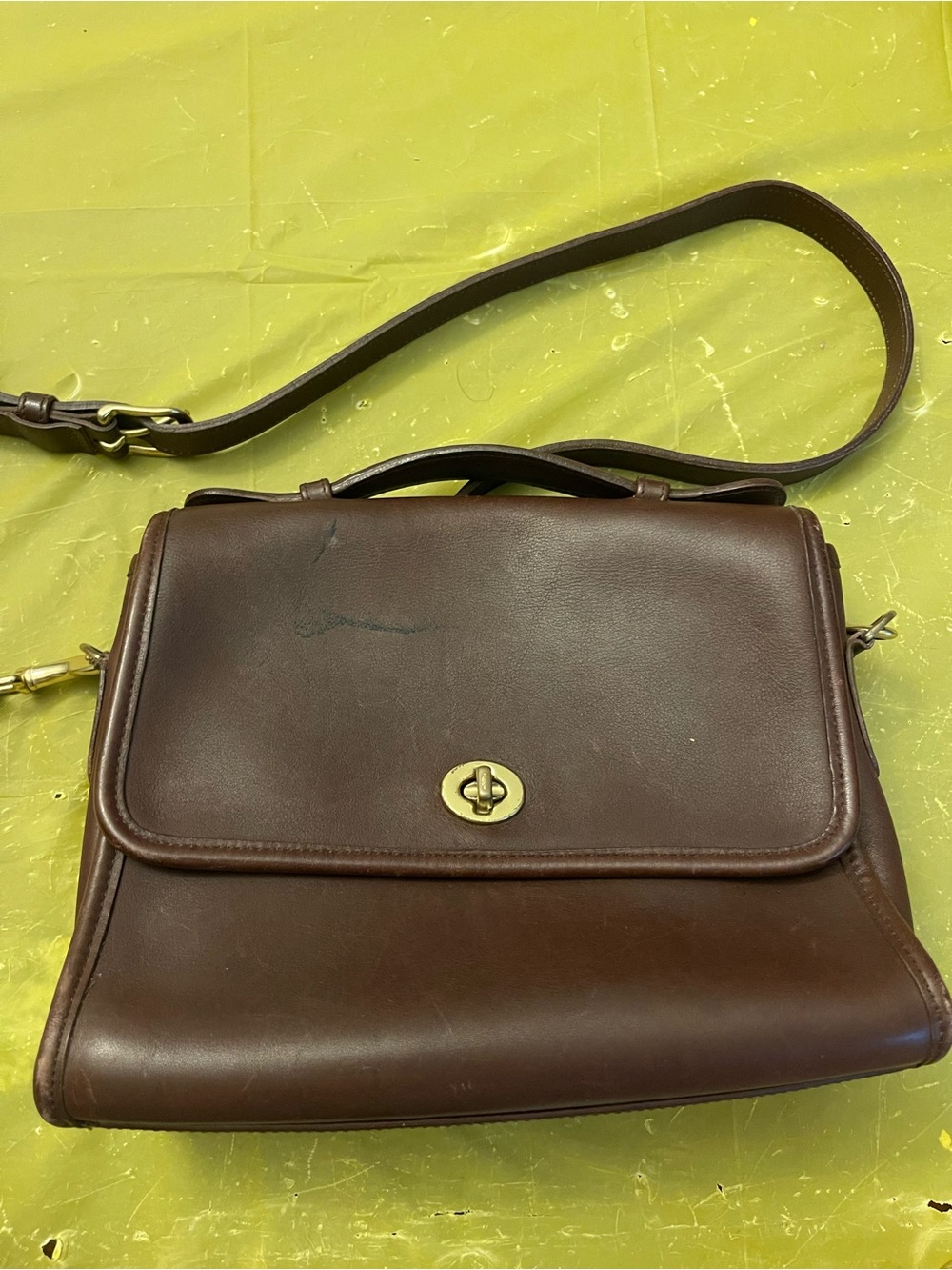 Vintage Coach Legacy Brown Leather Flap Crossbody Shoulder Bag USA 9870